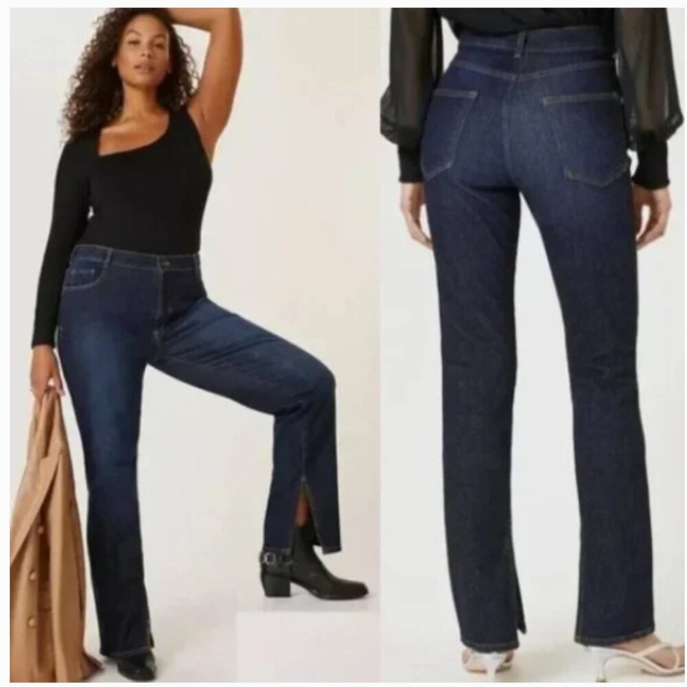 Anthropologie Pilcro Split Straight Leg Jeans Denim Dark Wash Women's 28 X 33
